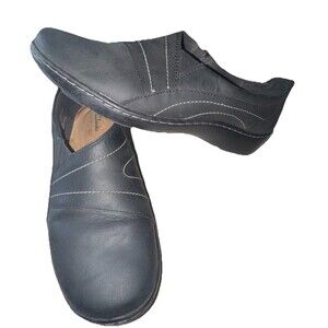 Clarks Women's Cora Edge Leather Lifestyle Loafers Black Slip-On Sz 8 M